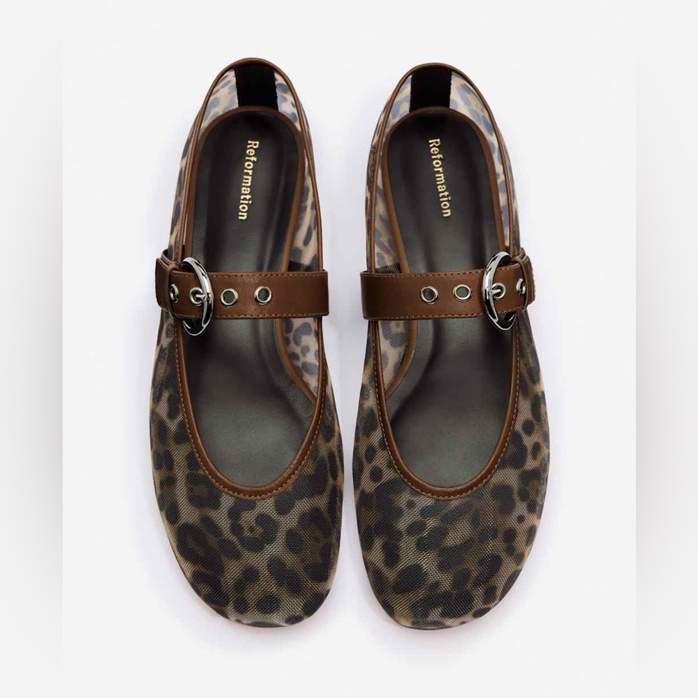 Reformation Bethany Ballet Flat Leopard Mesh - Picture 3 of 13